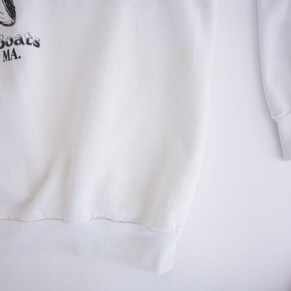 VTG '90s Lee Cotton Blend White Black Will Watch Plymouth Ma Crewneck Sweater L - Picture 6 of 10
